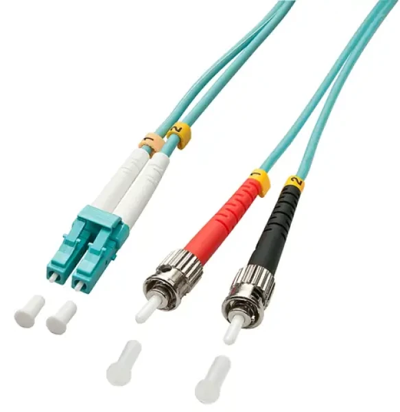 Lindy LC/ST tyrkysová / Optický duplexní kabel / OM3 Multimode / 50/125 µm / 1 m (46380)
