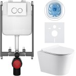 CERANO Kompletní WC set Basic/Carlito - bílá lesklá - WC tlačítko Dualo/Bílá - pro zazdění - 48,5x36,5 cm