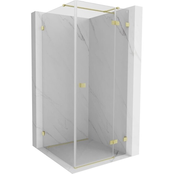 MEXEN/S - Lunar T sprchový kout dveře křídlové pravá 80 x 80, transparent, zlato kartáčovaná 834T-080-080-55-00-P