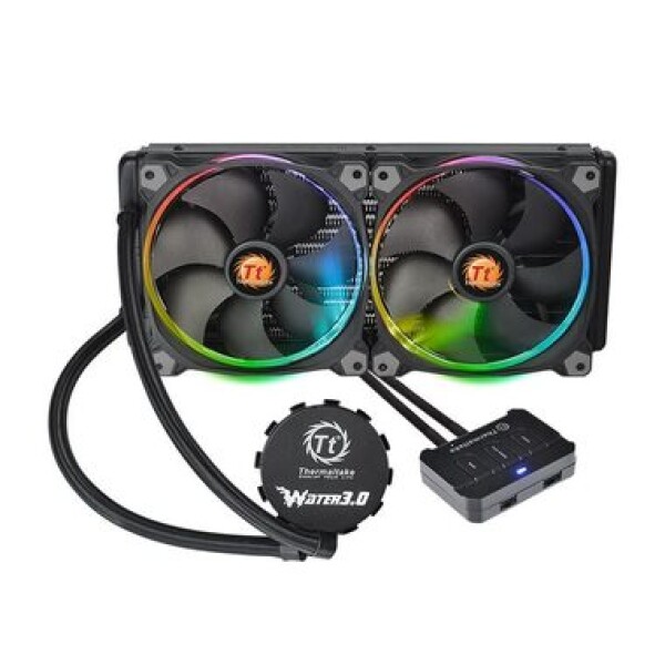 THERMALTAKE Water 3.0 Riing RGB 280 šedá / AIO vodní chladič CPU / 2x 140 mm / 1500 RPM @ 26.4 dB / 40.6 CFM (CL-W138-PL14SW-A)