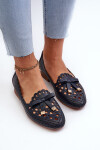 Dámské lodičky s vyřezávanými detaily a mašlí tmavě modré Nestavia 36