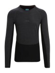 Pánské merino triko dlouhý rukáv ICEBREAKER Mens 125 ZoneKnit LS Crewe, Jet Heather/Black/Metro Heather velikost: L