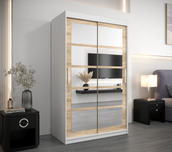 Šatní skříň Abi Ro2 Barva korpusu: Bílá, Rozměry: 120 cm, Dveře: Dub sonoma