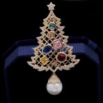 Vánoční brož Swarovski Elements Christmas Tree - vánoční stomeček, Zlatá