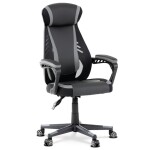 Herní křeslo, šedá, černá ekokůže a černá látka a síťovina MESH, PCA mech