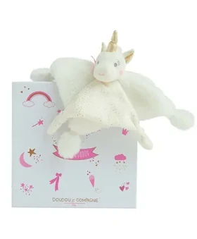 Doudou Dárková sada - Plyšový muchláček jednorožec 22 cm