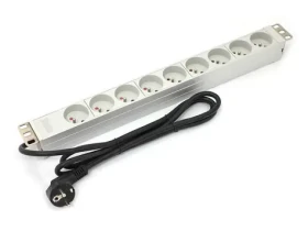 OEM 19" PDU hliníková / Zásuvková lišta do racku / 1U / 9x zásuvka Typ E / 1x Schuko / 16 A / 1,8 m (A-19-STRIP-3-IMP)