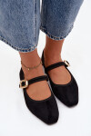 Baleríny s páskem a zlatým sponou Eko semišové Černé Adelora 37