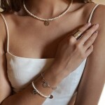 Perlový choker náhrdelník Bibiana - chirurgická ocel, perla, Stříbrná 42 cm
