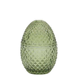 Chic Antique Skleněná dózička Egg Olive, zelená barva, sklo