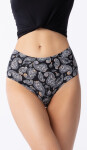 Dámské kalhotky Paisley Simple Brasil Maxi černé se vzorem - Julimex XL