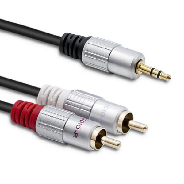 Qoltec 52341 Kabel 2xRCA - Mini Jack 3.5mm (M) 3m černá (52341)