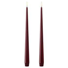 Ester & erik LED svíčka Taper 30 cm / 44/2 Deep wine – set 2 ks, červená barva, zelená barva, vosk