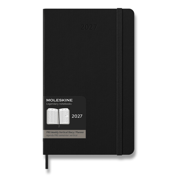 Diář MOLESKINE 2027 vertik.týden tvrdý PRO černý L