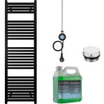 CERANO Koupelnový elektrický radiátorový set Donovan - WIFI - 300W - černá matná - 1600x500 mm