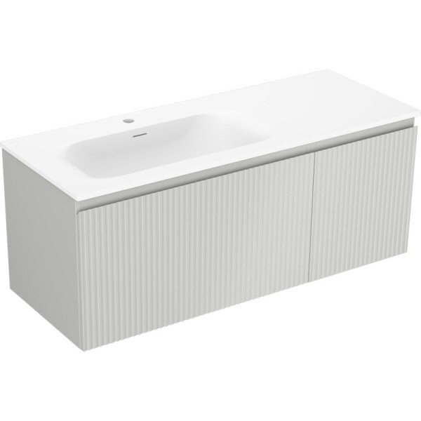MEXEN/S - Rivel koupelnová skříňka 120 cm s umyvadlem Vela levá, 1S, 1D, reliéf, šedá mat/bílá mat 91A23-12047-3-BBFF62-W23L01