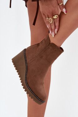 Zateplené boty na platformě z eko semiše hnědé Mavona 39