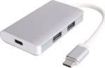 PremiumCord USB-C hub stříbrná / USB hub / 2x USB 3.0 / PD nabíjení / 5 Gbps (KU31HUB05)