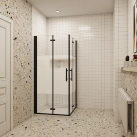 H K Sprchový kout MELODY BLACK LINE R909, 90x90 se zalamovacími dveřmi