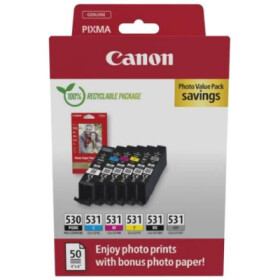 Canon Cartridge PGI-530/CLI-531 PGBK/C/M/Y/BK/GY + Canon PAPÍR GP-501 4X6 50 - originální EDF_1050780