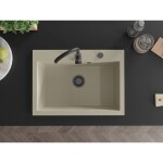MEXEN/S - Elix granitový dřez 1-miska 700 x 500 mm, béžový, sifon černá 6526701005-69-B