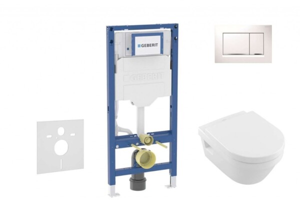 GEBERIT - Duofix Set předstěnové instalace, klozetu Architectura a sedátka softclose, tlačítko Sigma30, bílá/chrom SANI11CK3104