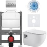 CERANO - Kompletní WC set Basic/Dure - bílá lesklá - WC tlačítko Dualo/Stříbrná - ovládání shora - předstěnová instalace - 51x35 CER-8050BD85886