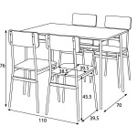 Jídelní set s 4 židlemi, 110x70x76cm, mdf, divoký dub, AUT-O2156 OAK