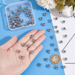 Korálek z nerezové oceli s širokým průvlekem - korálek s očkem - platinový - 11 x 6,5 x 8 mm - 1 ks