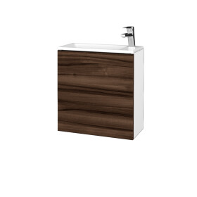 Dřevojas - Koupelnová skříňka VARIANTE SZD 50 umyvadlo Zoom - N01 Bílá lesk / D06 Ořech / Pravé 339319P