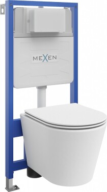 MEXEN/S - WC předstěnová instalační sada Fenix Slim s mísou WC Rico + sedátko softclose, bílá mat 61030724001