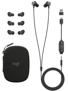 Logitech Zone Wired Earbuds UC černá / Sluchátka s mikrofonem / 3.5mm jack / USB-C / UC (981-001013)