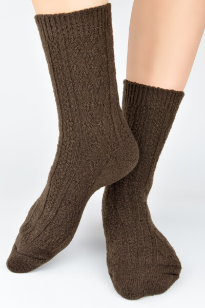 PONOŽKY S VLNOU SB135 hnědá 36-41