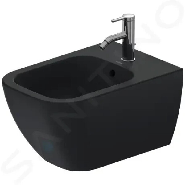 DURAVIT - Happy D.2 Závěsný bidet, 365x540 mm, otvor pro baterii, WonderGliss, anthracite mat 22581513001