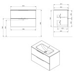 SAPHO - CIRASA STRIP umyvadlová skříňka 79,8x52x46cm, siena CR801-4242S