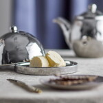Bloomingville Kameninová máslenka Shine, stříbrná barva, keramika