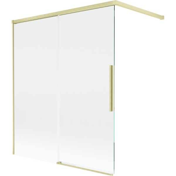 MEXEN/S - Rox vanová zástěna 2-křídlová posuvná 140 x 150, transparent, zlatá kartáčovaná 8C9-140-003-55-00