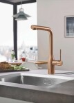 GROHE - Essence Dřezová baterie s výsuvnou sprškou, kartáčovaný Warm Sunset 30270DL0