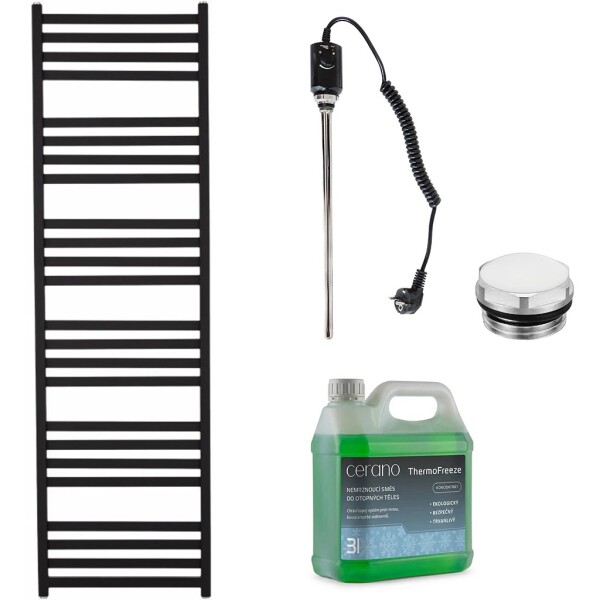 CERANO Koupelnový elektrický radiátorový set Fulgiduson - 600W - černá matná - 1800x530 mm