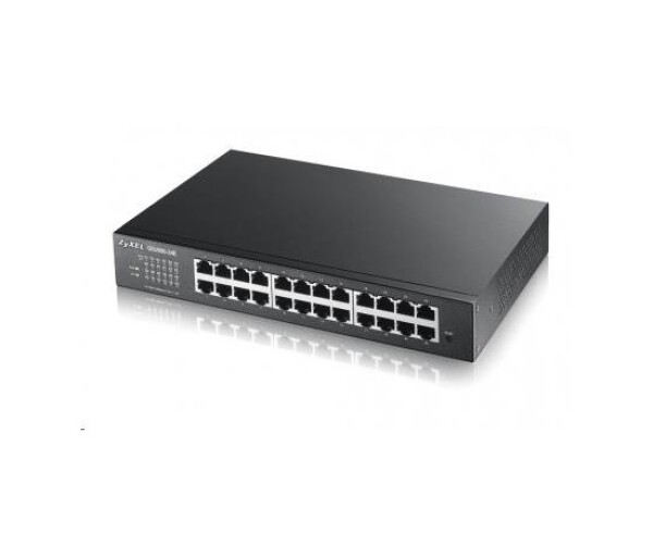 Zyxel GS1900-24E 24-port Desktop Gigabit Web Smart switch: 24x Gigabit metal, IPv6, 802.3az (Green), fanless, rack kit EDF_311948