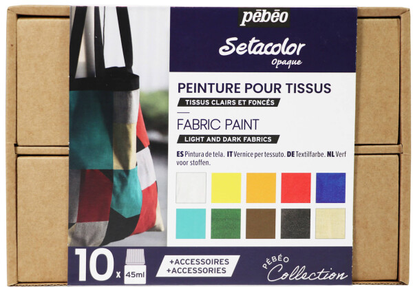 Pébéo Setacolor Opaque sada II. 10 x 45 ml v kartonovém kufříku