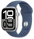 Apple Watch Series 10 GPS 42mm Stříbrné hliníkové tělo - Denimový sportovní řemínek (S/M) / 130–180 mm (MWWA3)