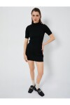 Koton Super Mini Knitwear Dress Ribbed Short Sleeve Stand Collar