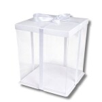 Cake Star Cake Star Plastový hranatý box na dorty bez stuhy 4Cake bílý (30 x 30 x 35 cm)