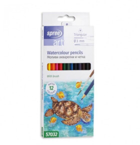 Spree Art akvarelové pastelky se štětcem sada 12 barev