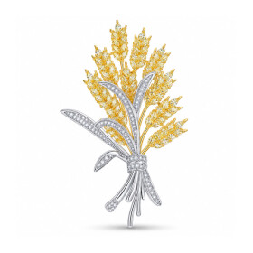 Luxusní brož Swarovski Elements Kytice zlatých klasů, Žlutá