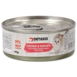 Ontario Konzerva Kitten kuřecí kousky s krevetami 95g (213-2001)