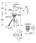 GROHE - QuickFix Start Umyvadlová baterie s výsuvnou koncovkou a výpustí Push-Open, chrom 24205003