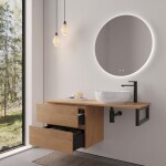 CERANO - Koupelnová skříňka Carole - dub medový + deska pod umyvadlo Navira Slim - 18 mm + konzole černá - 120x46x49,8 CER-606114