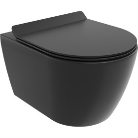 MEXEN/S - Carmen Závěsná WC mísa Rimless Tornado včetně sedátka s slow slim, duroplast, černá mat 30880185T